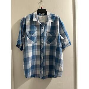 🔴Orvis Men's Short‎ Sleeve Woven Tech Shirt in Blue size XXL
